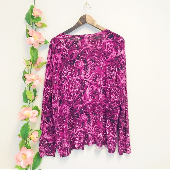 Talbots Woman Purple Rose Cardigan - Picture 7 of 8